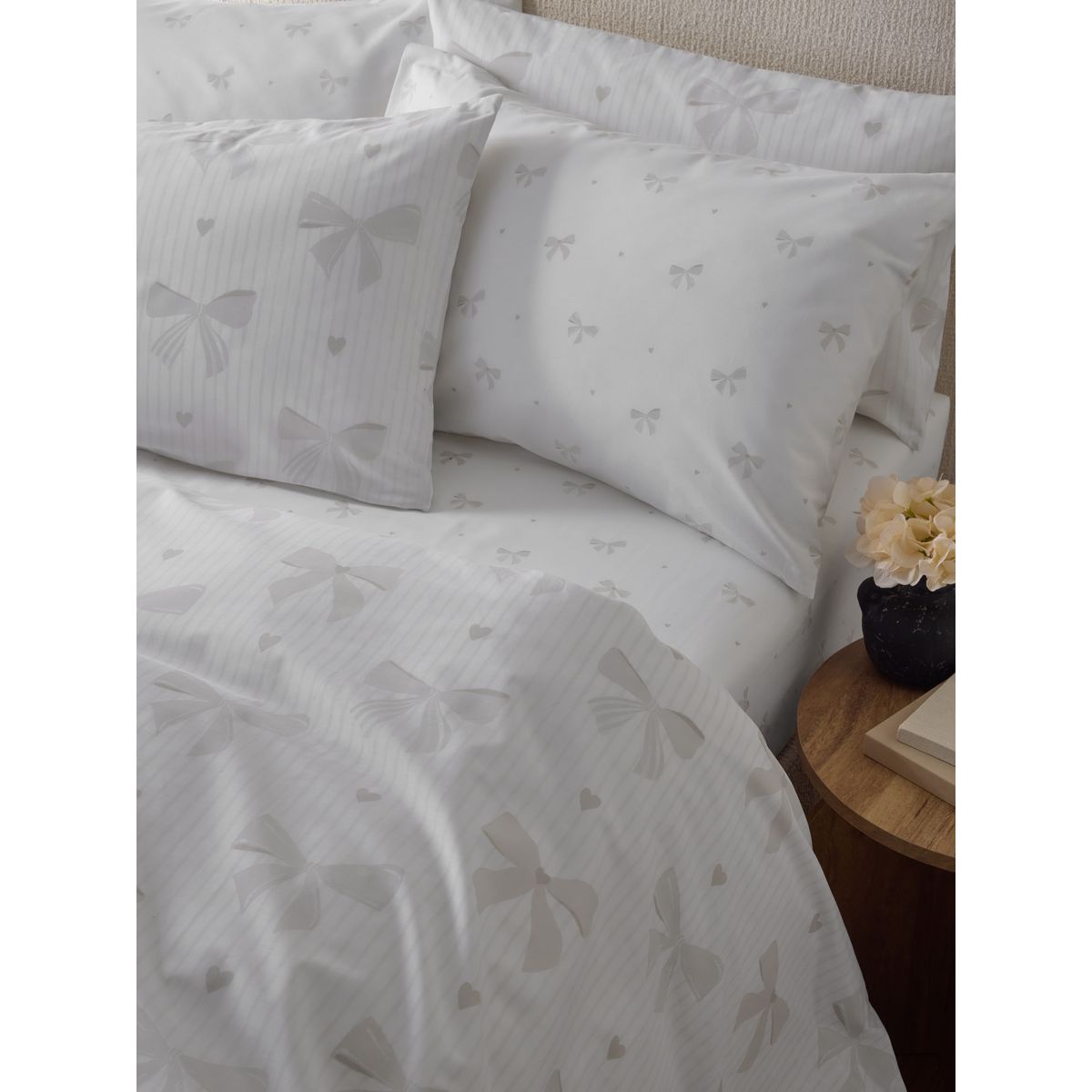 Drap-housse et taie d'oreiller avec nœuds naturel, NEXT
