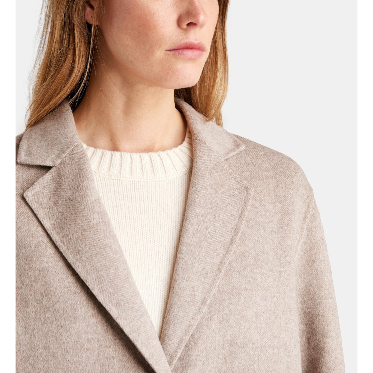 Manteau mi-long claudel laine recyclée mélangée beige moyen, GALERIES LAFAYETTE