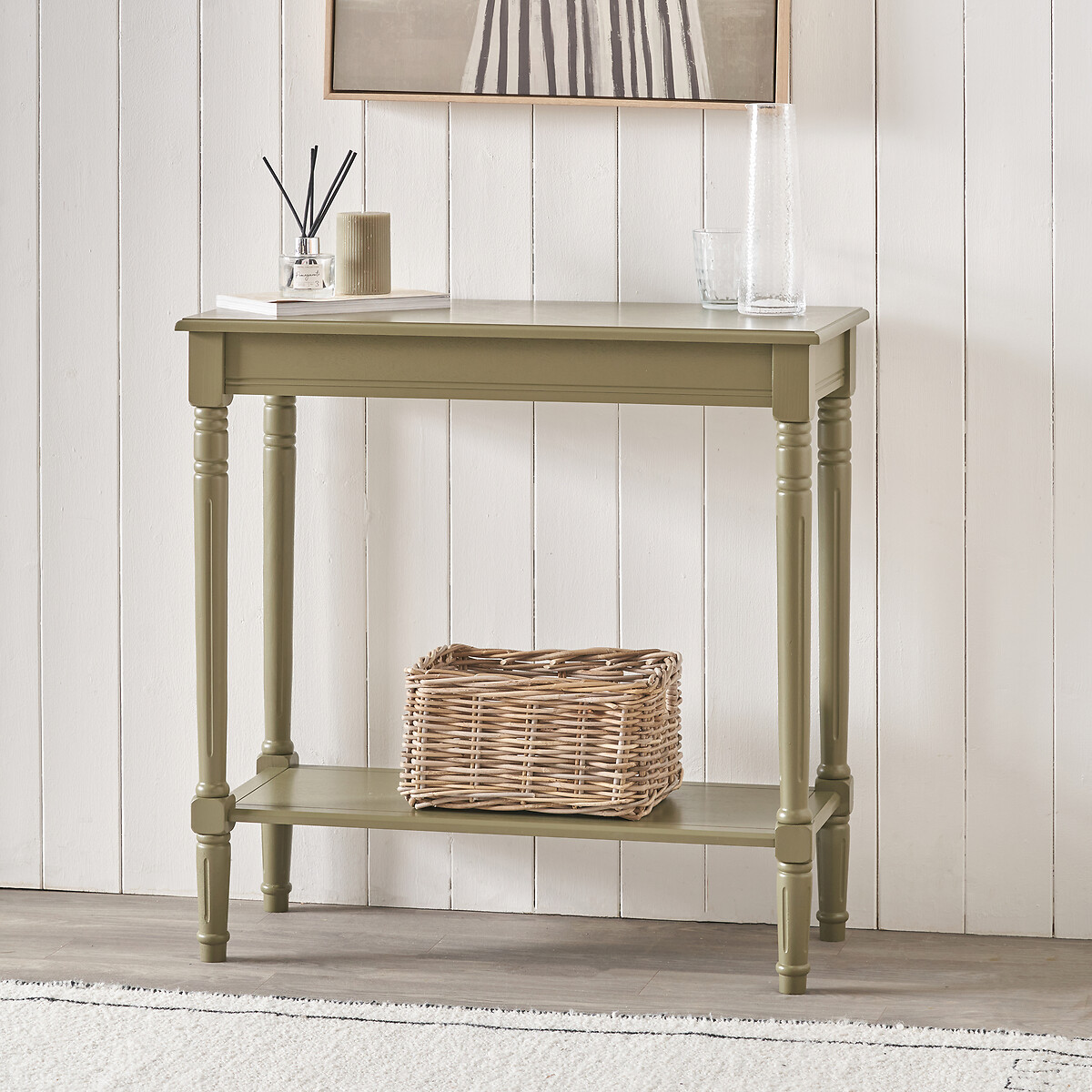 Hawthorne Pine Wood Console Table olive green, SO'HOME