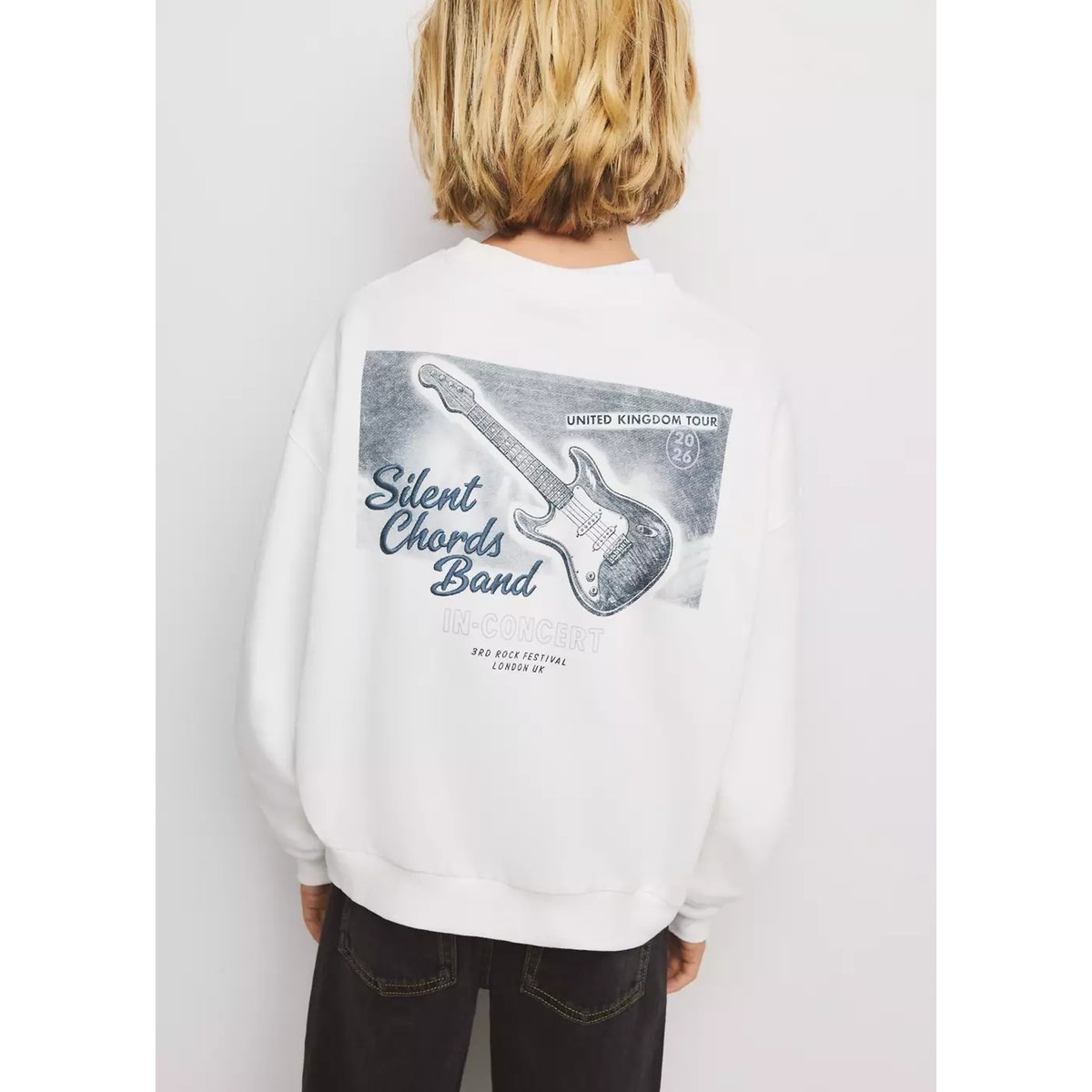 Sweat en coton 100 % imprimé blanc, MANGO KIDS