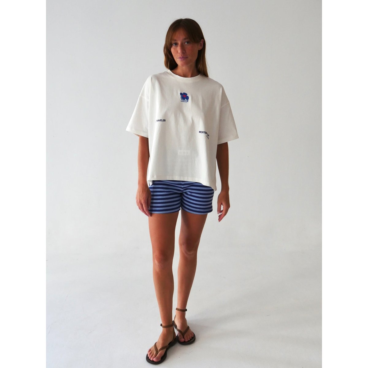 T-shirt imprimé dos MEDITERRANEAN FLOWER blanc, MINDTRAVELER