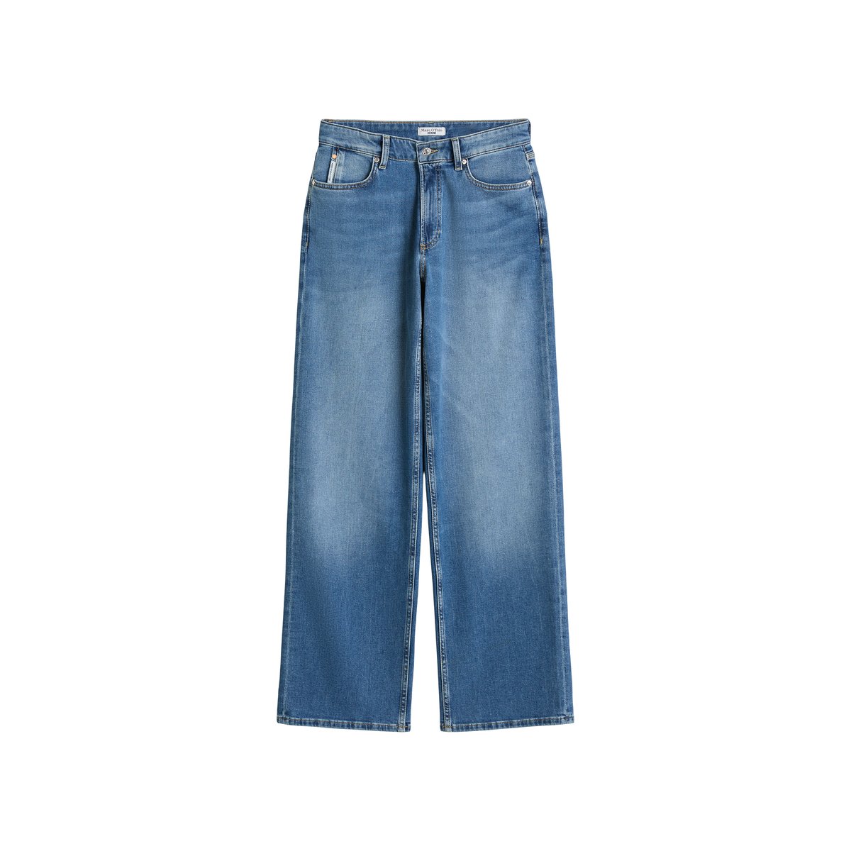 Jeans modèle Tomke wide en coton bio stretch tout doux bleu, MARC O’POLO DENIM