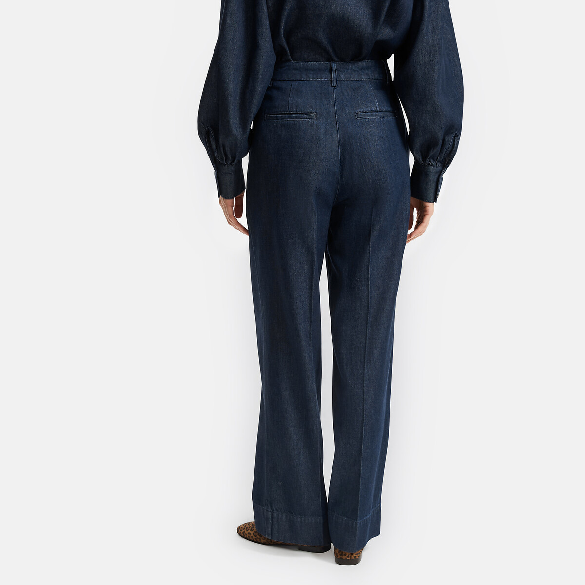 Jean large femme taille haute à plis bleu brut, LA REDOUTE COLLECTIONS
