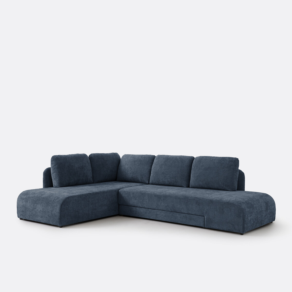 Canapé d'angle convertible chenille croisée, Gina bleu nuit, LA REDOUTE INTERIEURS