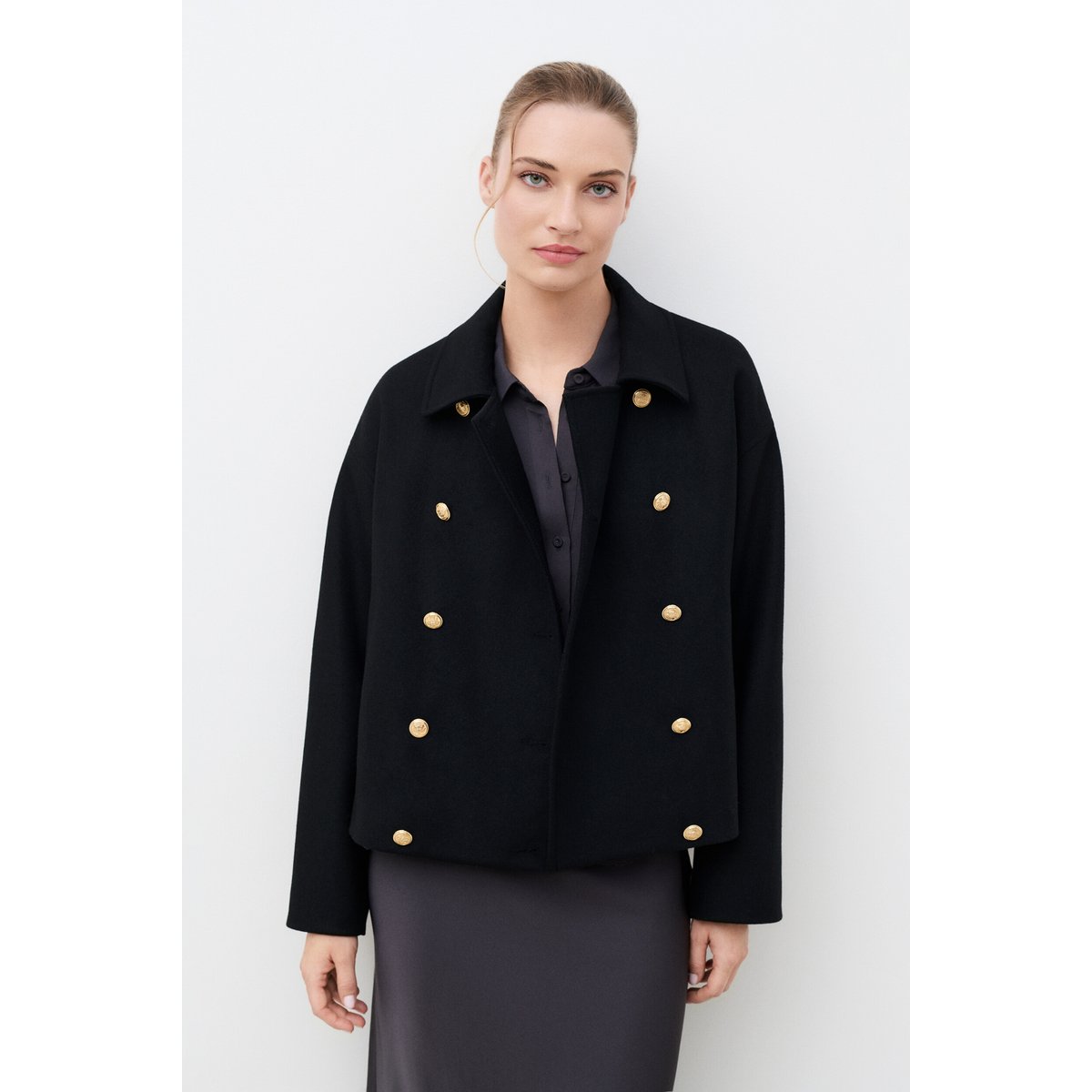 Manteau droit en laine GTIFFANY noir, CAROLL