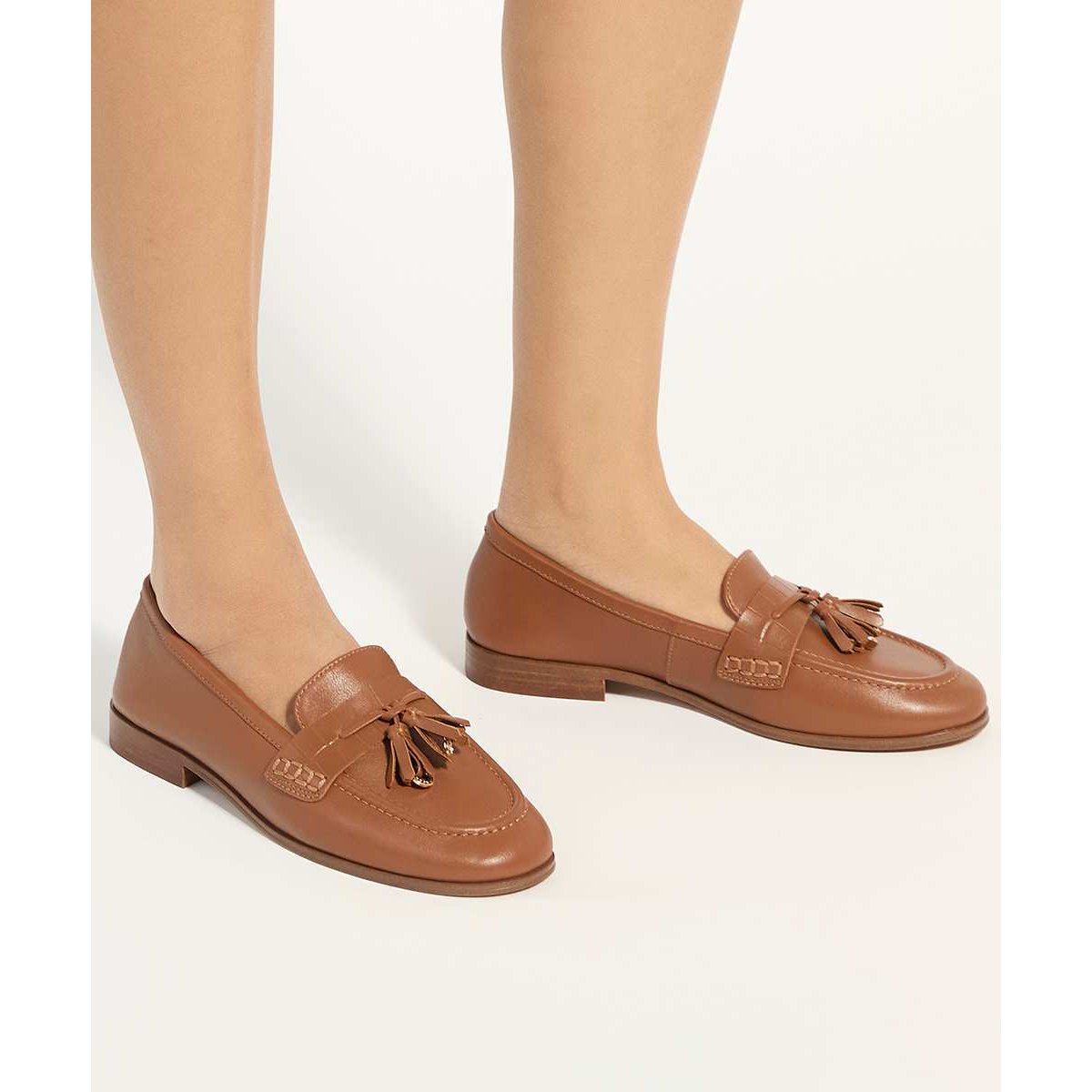 Mocassins en cuir à pampilles - GIAVONNI tan-leather, DUNE LONDON