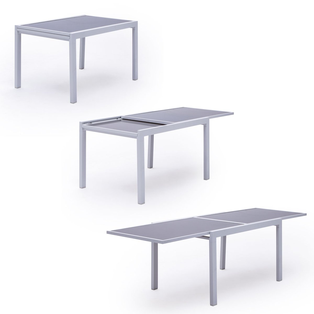 Salon de jardin, extensible, 10 pl, LAMPEDUSA blanc, HAPPY GARDEN