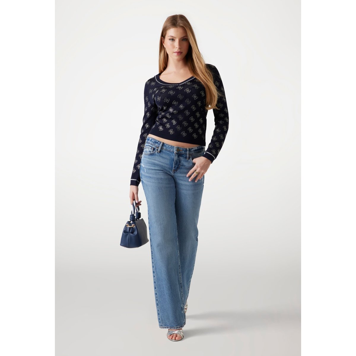 Pull Logo 4G bleu foncé, GUESS