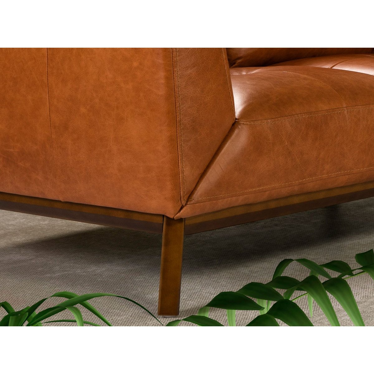 Canapé en cuir et pieds en bois marron | noyer, ANGEL CERDA