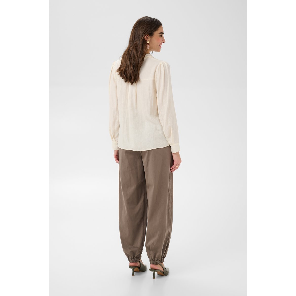 Chemise à manches longues blanc whisper white melange, CREAM