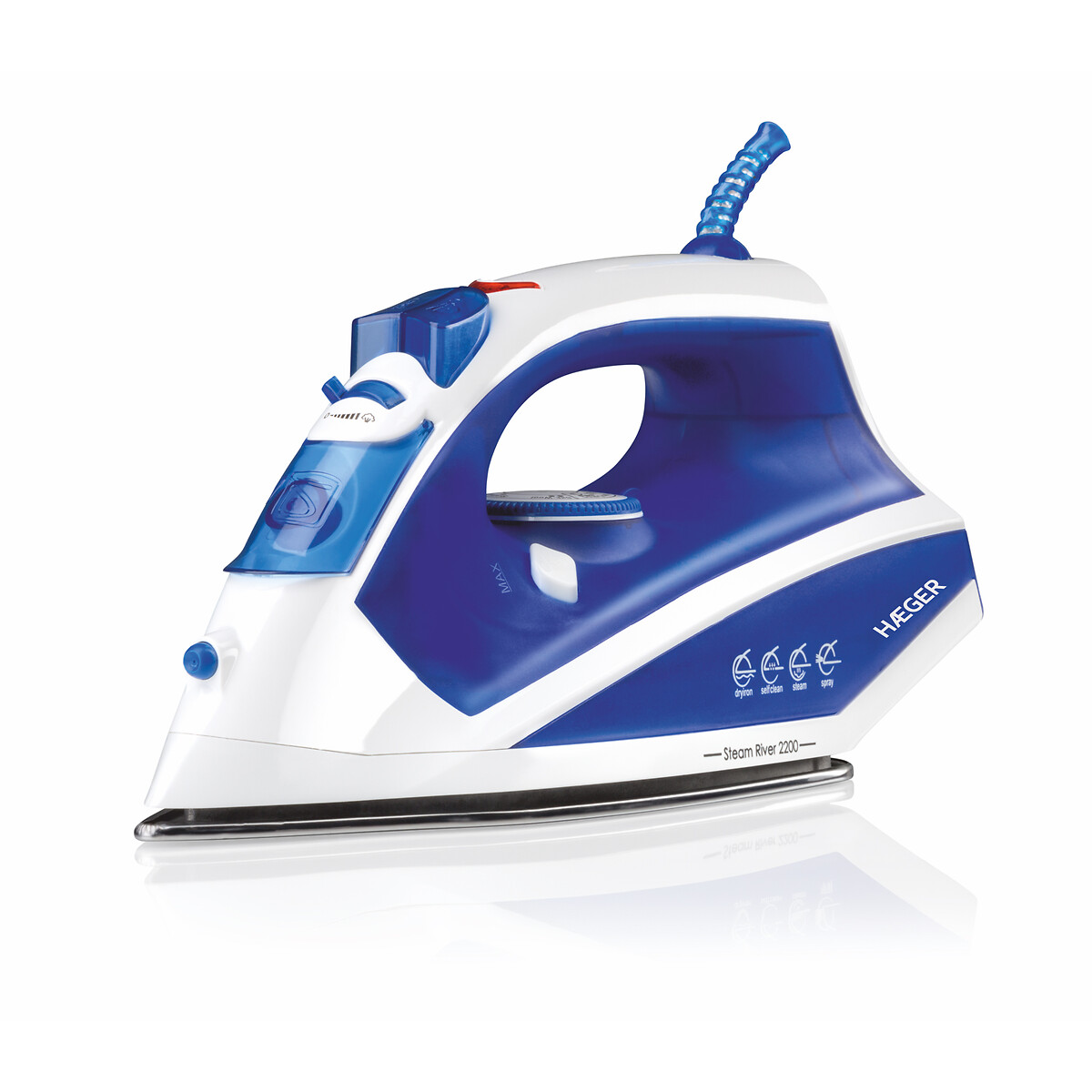 Ferro a vapor Steam River, HAEGER branco/azul, HAEGER