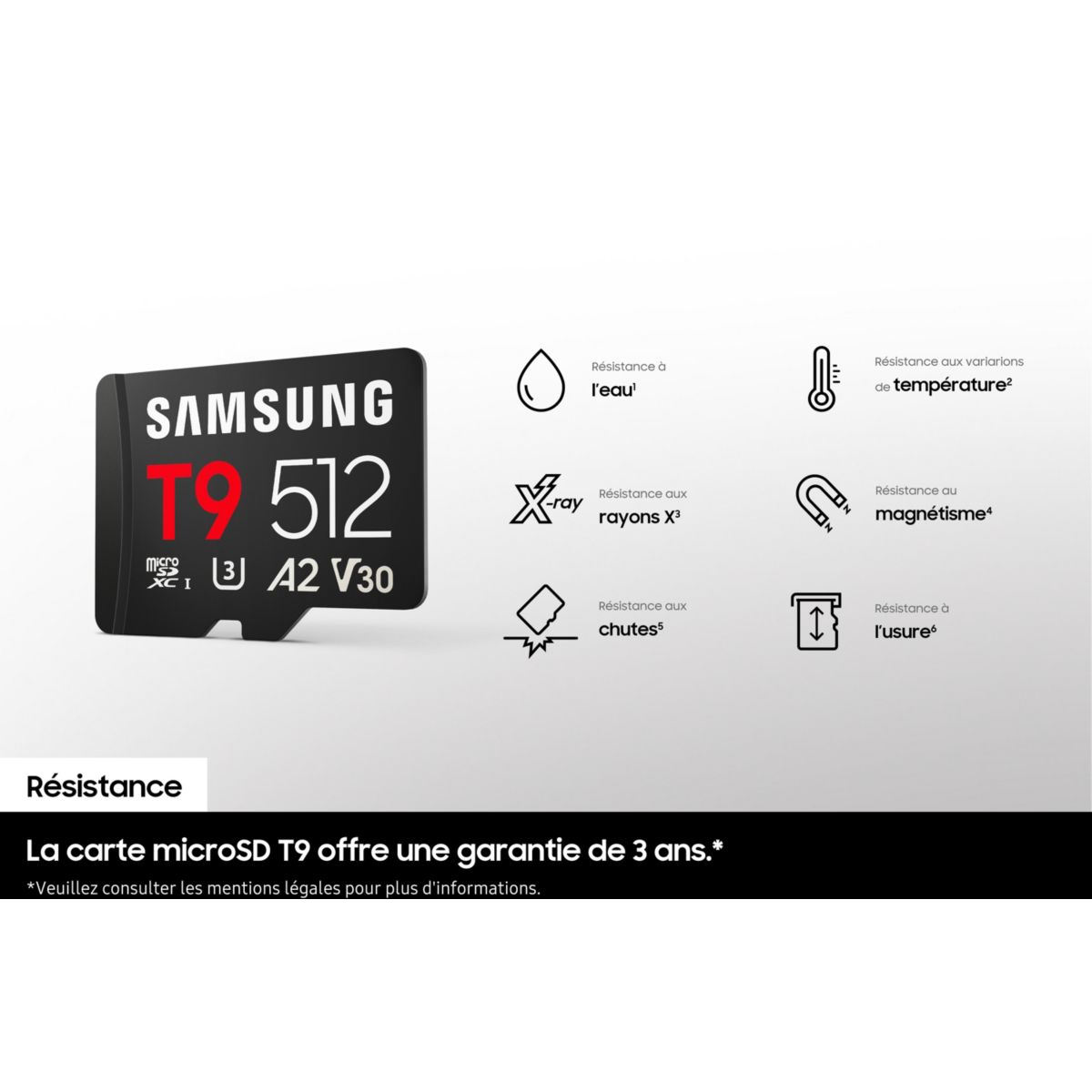 Carte Micro SD T9 128G avec Lecteur U3 V30 A2 Classe 10 couleur unique, SAMSUNG
