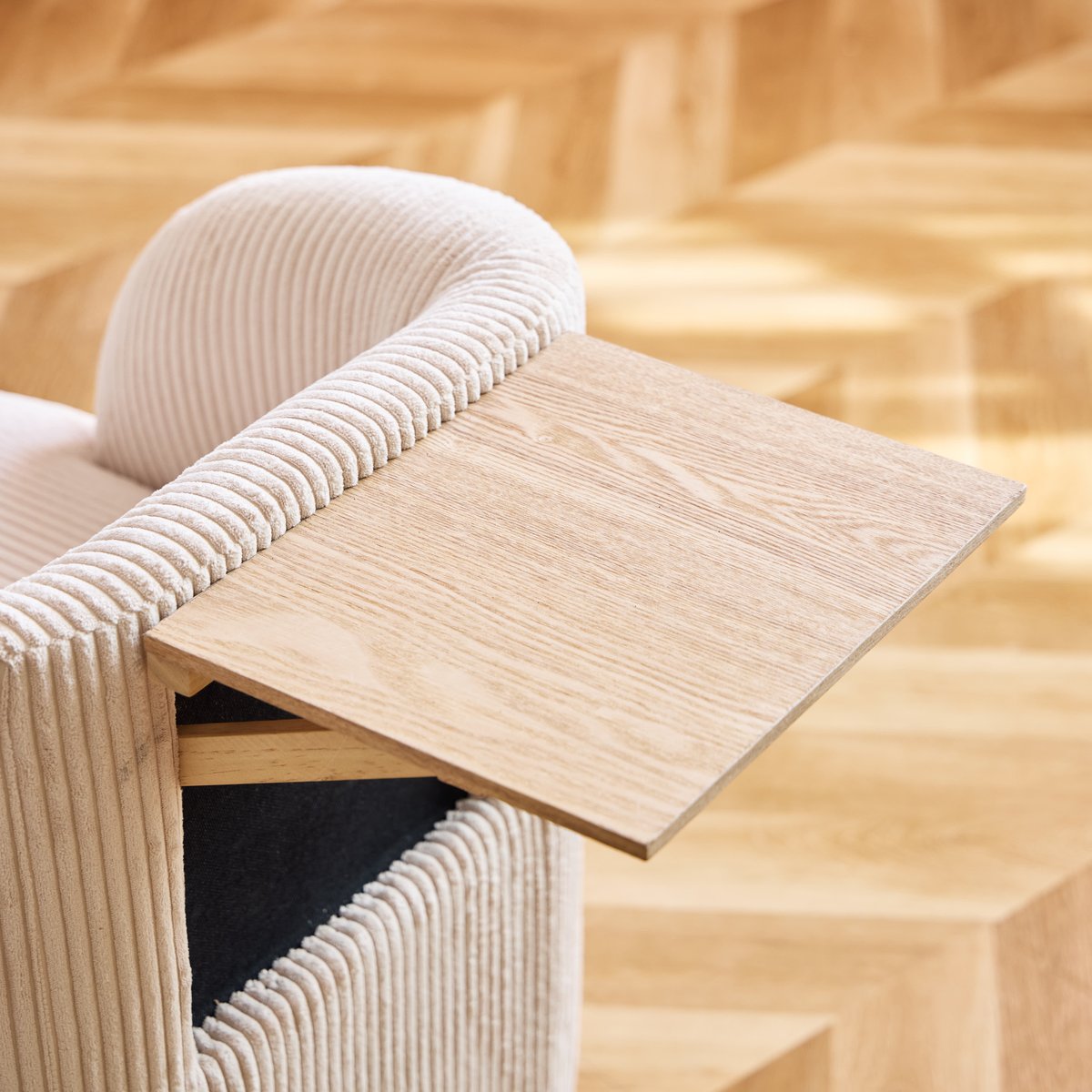Fauteuil pivotant et pouf, tissu, HALMSTAD beige, NORDLYS