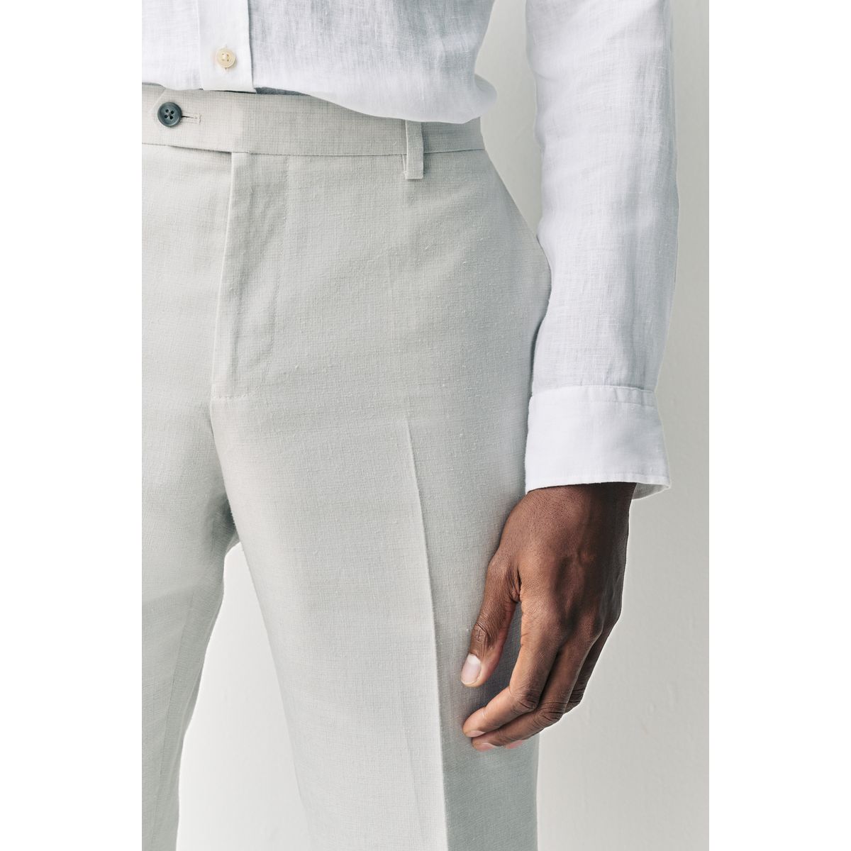 Pantalon de costume ajusté en lin texturé écru, NEXT