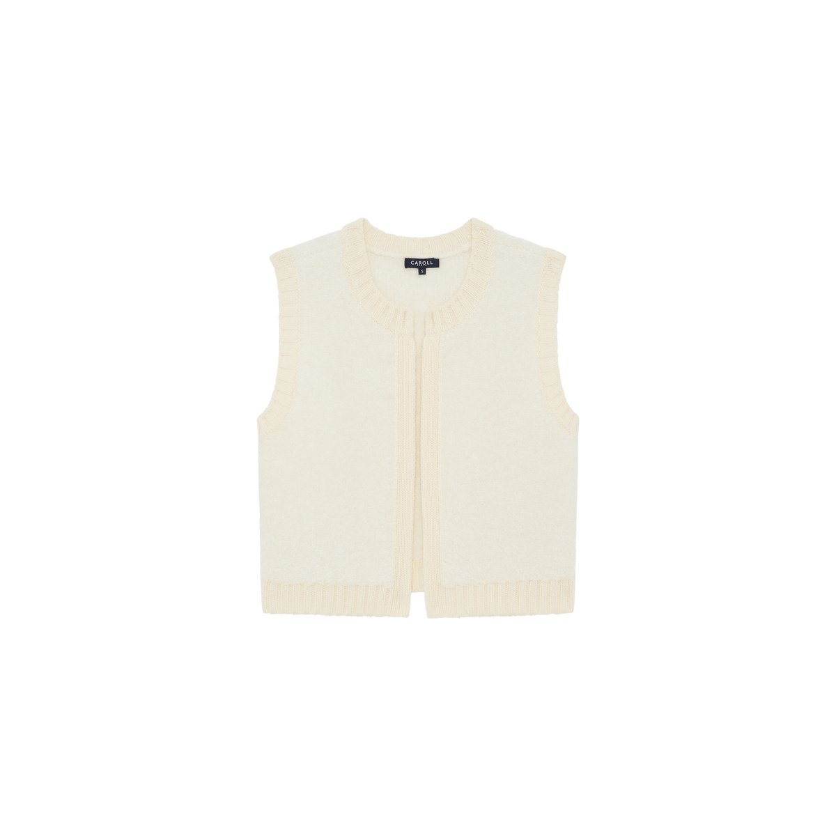 Gilet droit court alpaga DINO ecru, CAROLL
