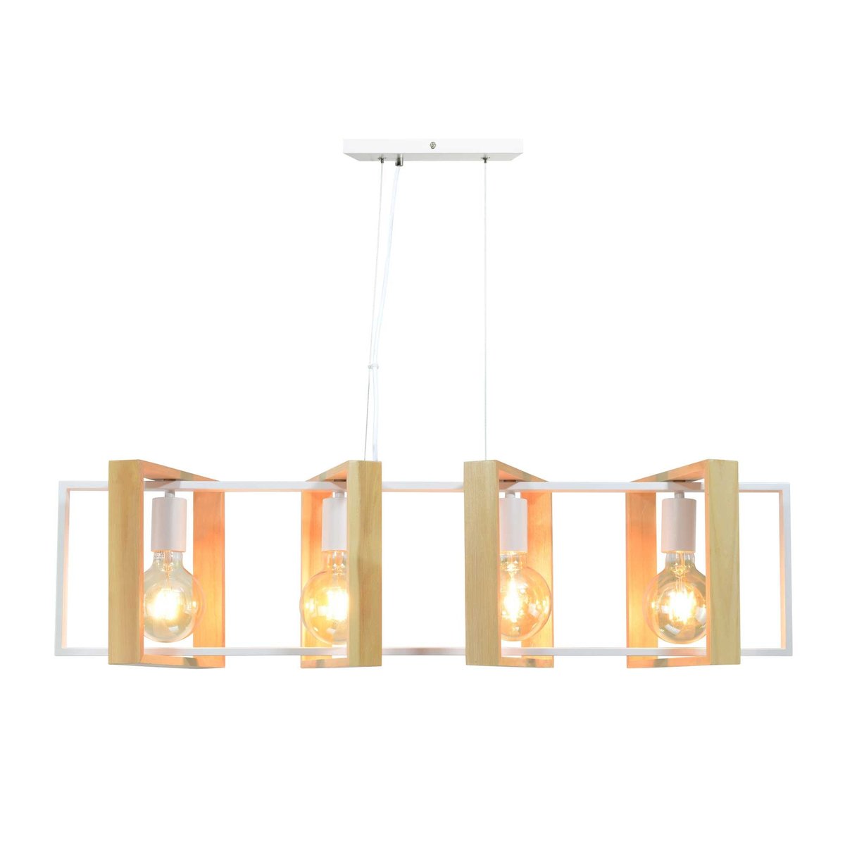 Suspension en bois d'hévéa et métal, WOOLI blanc, C-CREATION