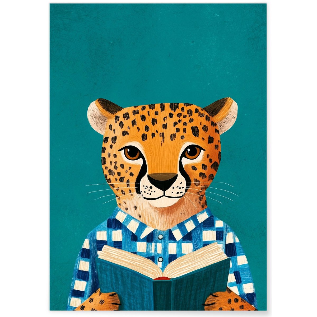 Affiche Guépard lecteur blanc, L'AFFICHERIE