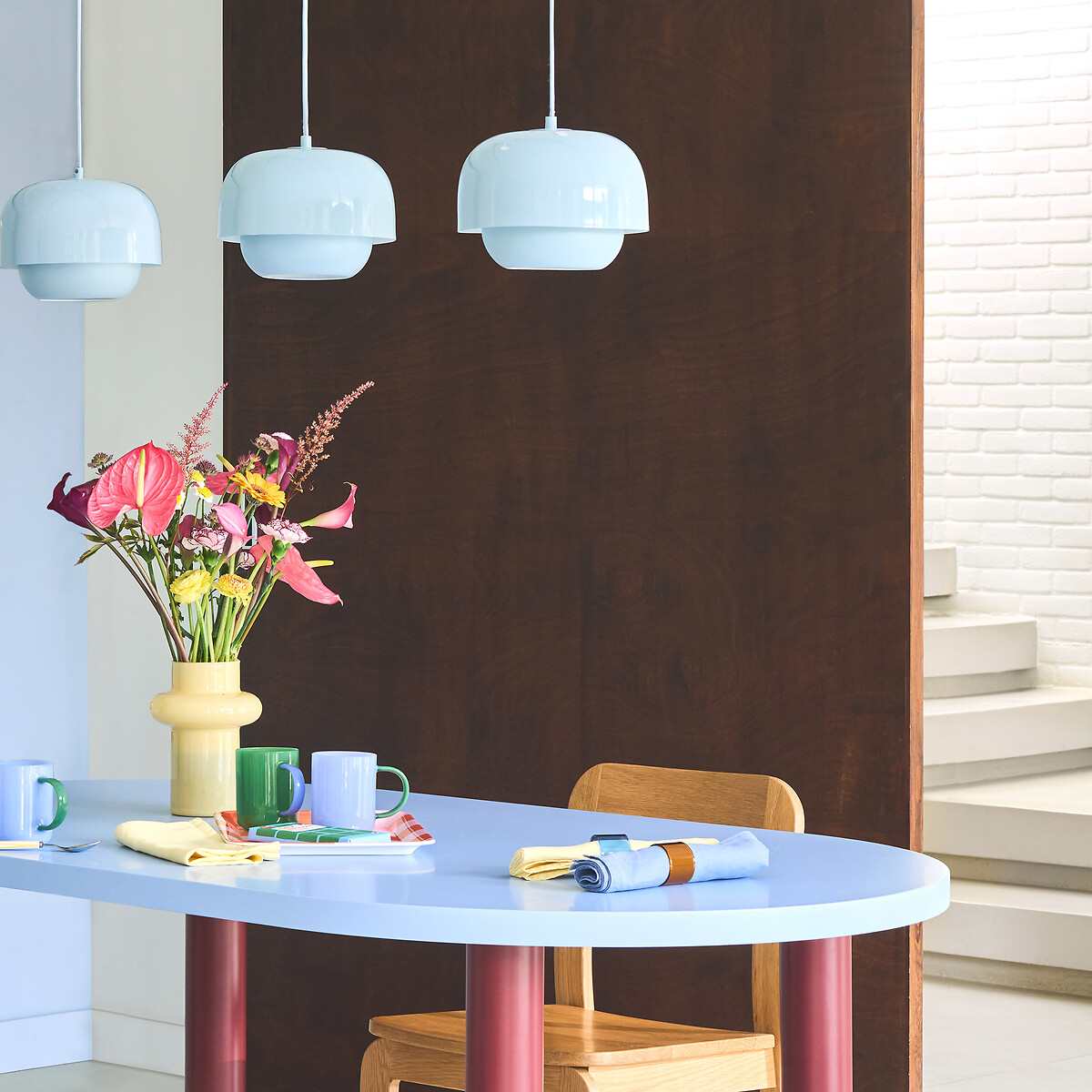 Set di 4 portatovaglioli in vetro borosilicato, ORYN blu/arancione, LA REDOUTE INTERIEURS