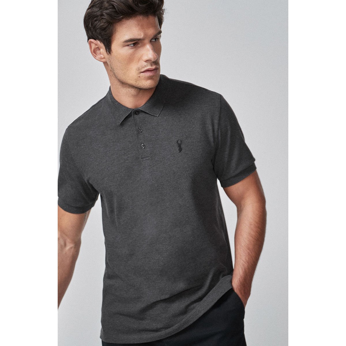 Polo Coupe Standard En Coton Piqué gris charbon, NEXT