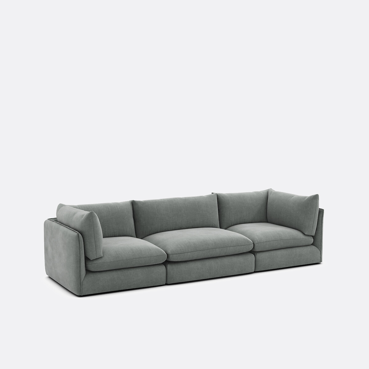 Canapé modulable droit, 3 places, en tissu structuré MALO céladon, LA REDOUTE INTERIEURS