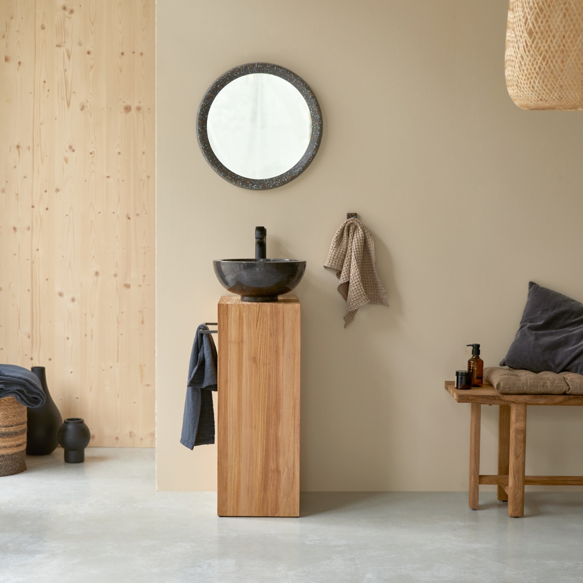 Meuble Salle De Bain en Teck massif, STELLE naturel, TIKAMOON