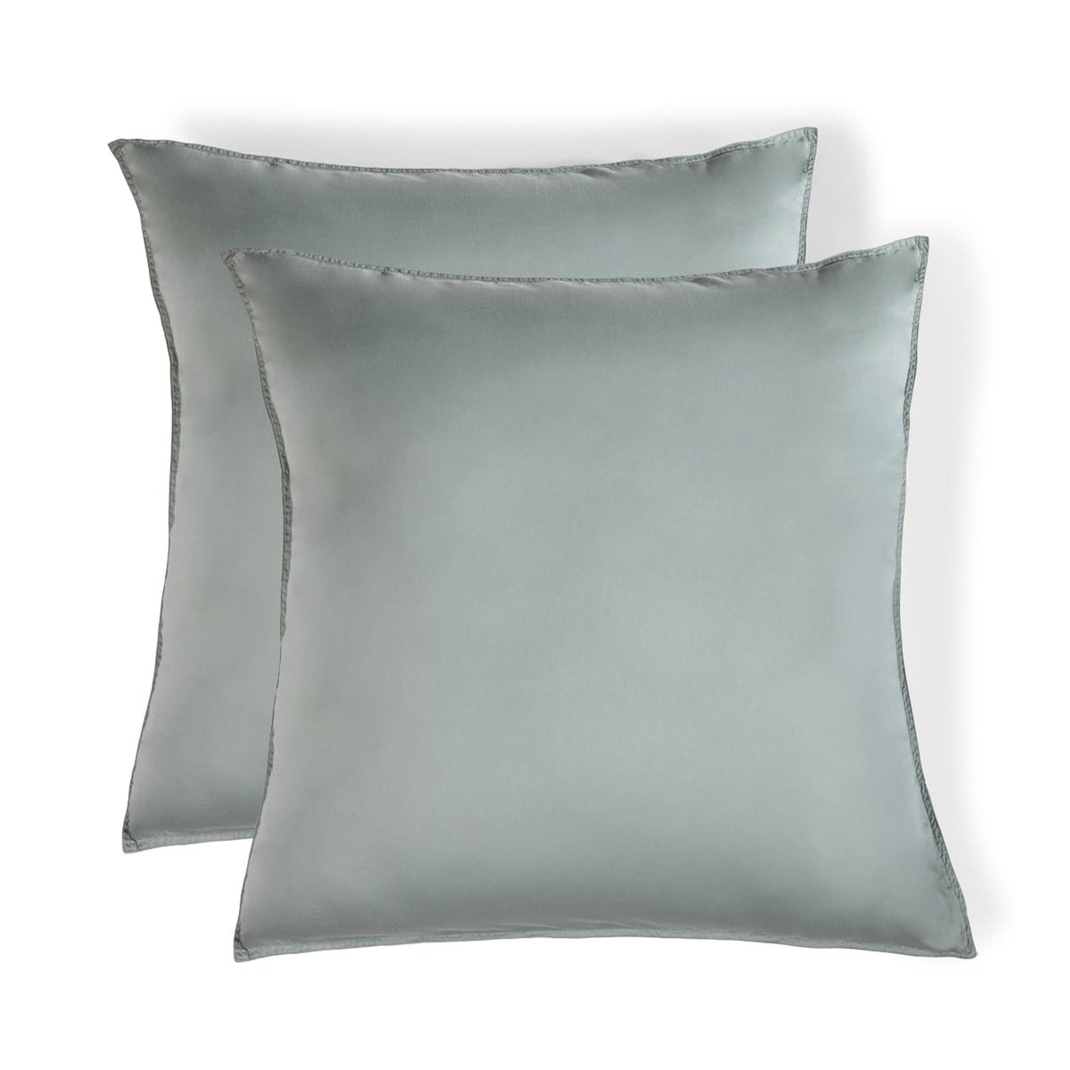 Taie d'oreiller (x2) satin lavé de coton bio GAIA Made in Europe vert céladon, FEBRONIE