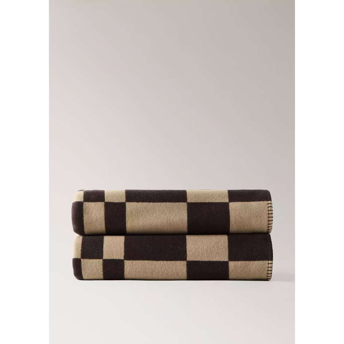 Couverture laine à carreaux marron, MANGO HOME