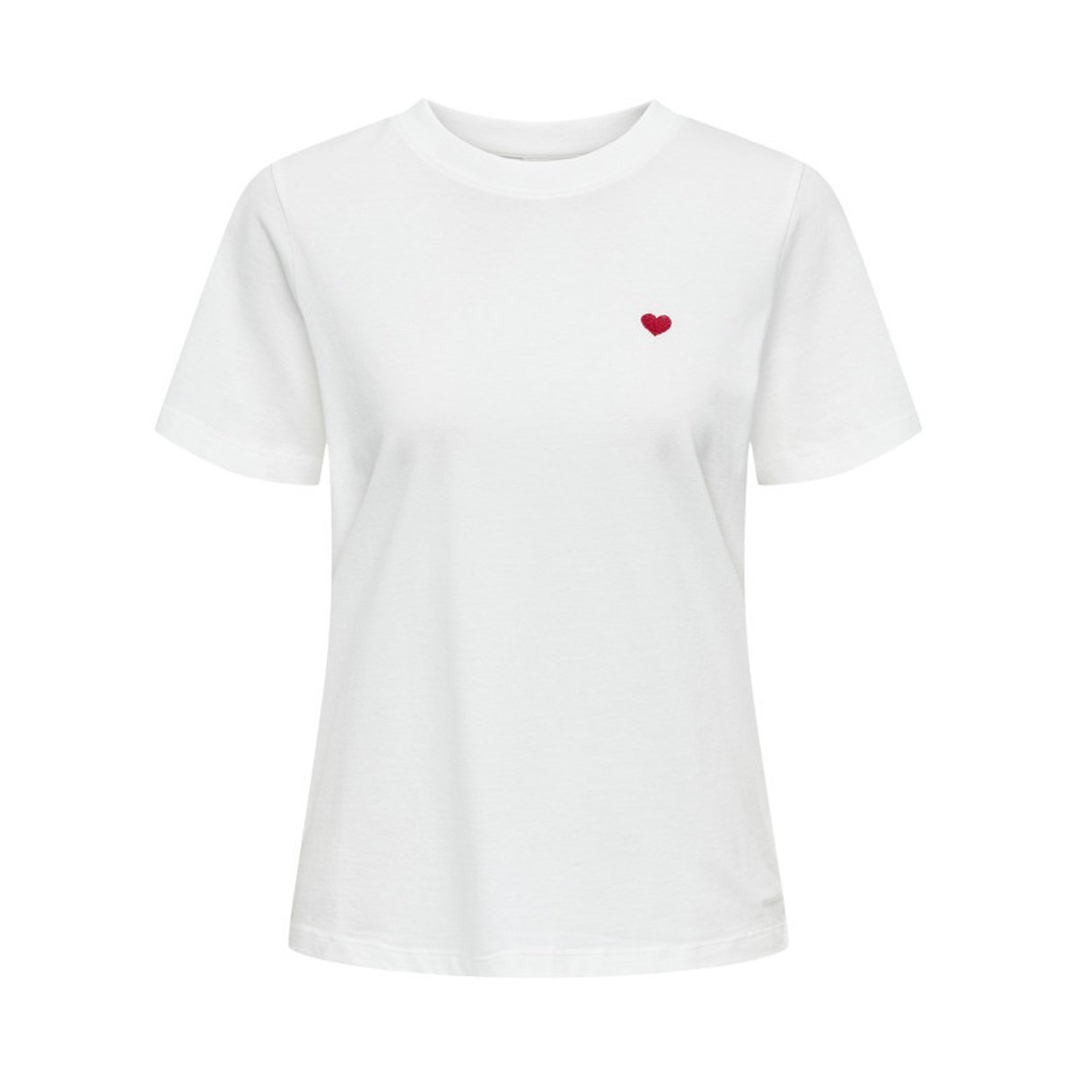 T-shirt en coton blanc uni avec une coupe droite et un col rond blanc, JDY