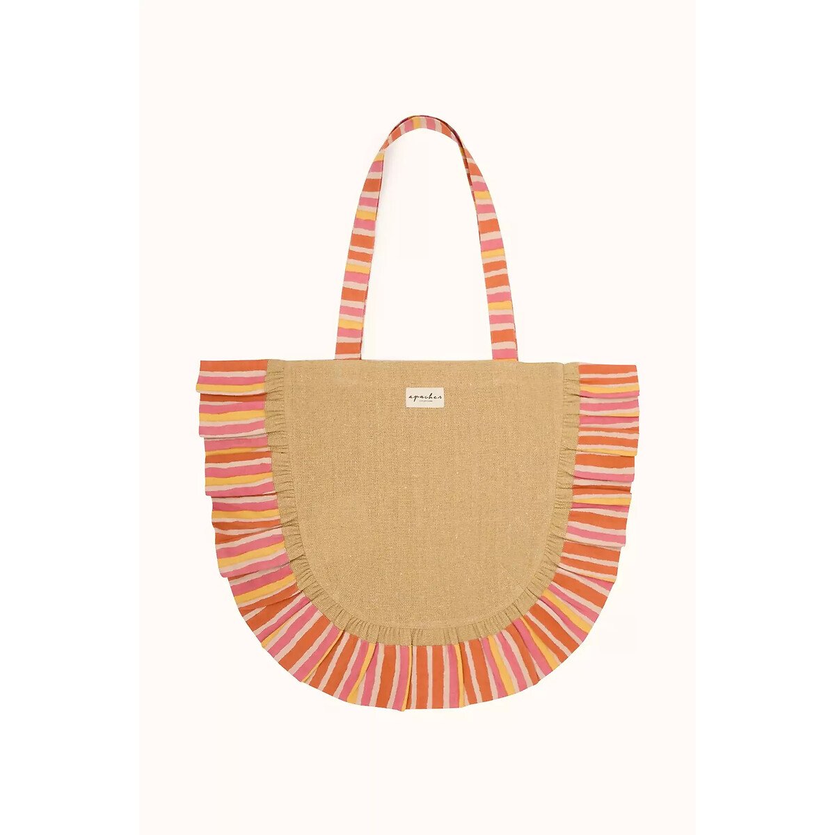 Safara Tote Bag with Ruffle Trim orange, APACHES COLLECTIONS