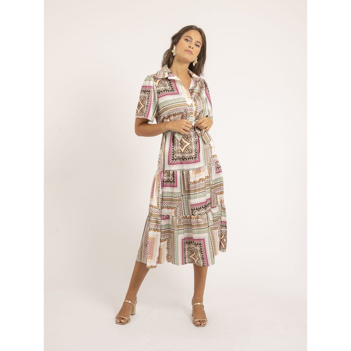 Robe Longue Motifs Illuzi ecru, DONA LISA