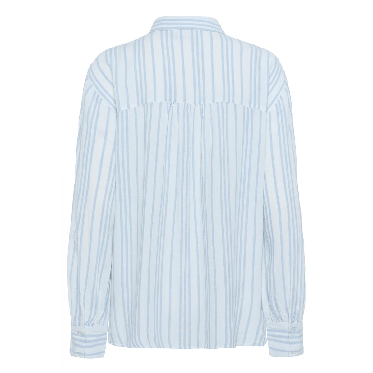 Long sleeved shirt blanc chalk/bleu soft chambray rayé, KAFFE