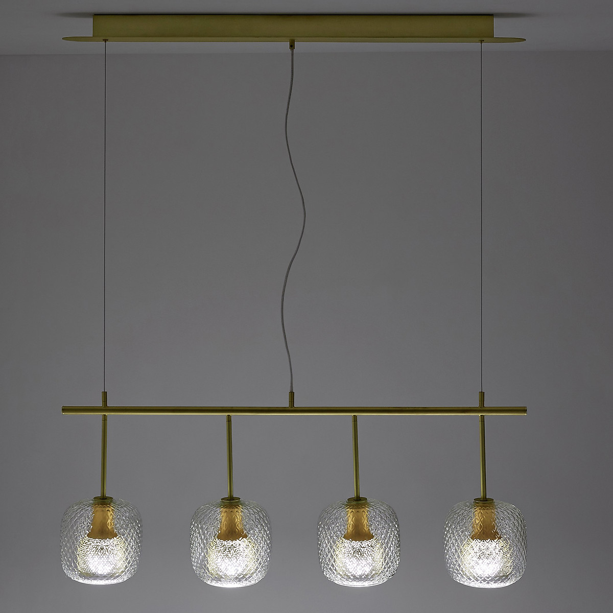 Lampadario in linea 4 globi, Mistinguett ottone, EMMANUEL GALLINA X AM.PM
