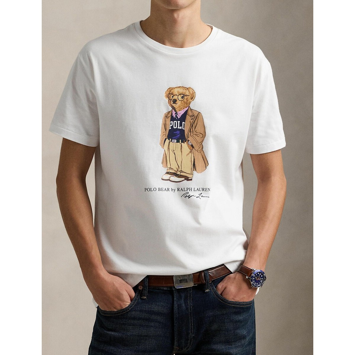 T-shirt Custom Slim Fit Polo Bear blanc, POLO RALPH LAUREN