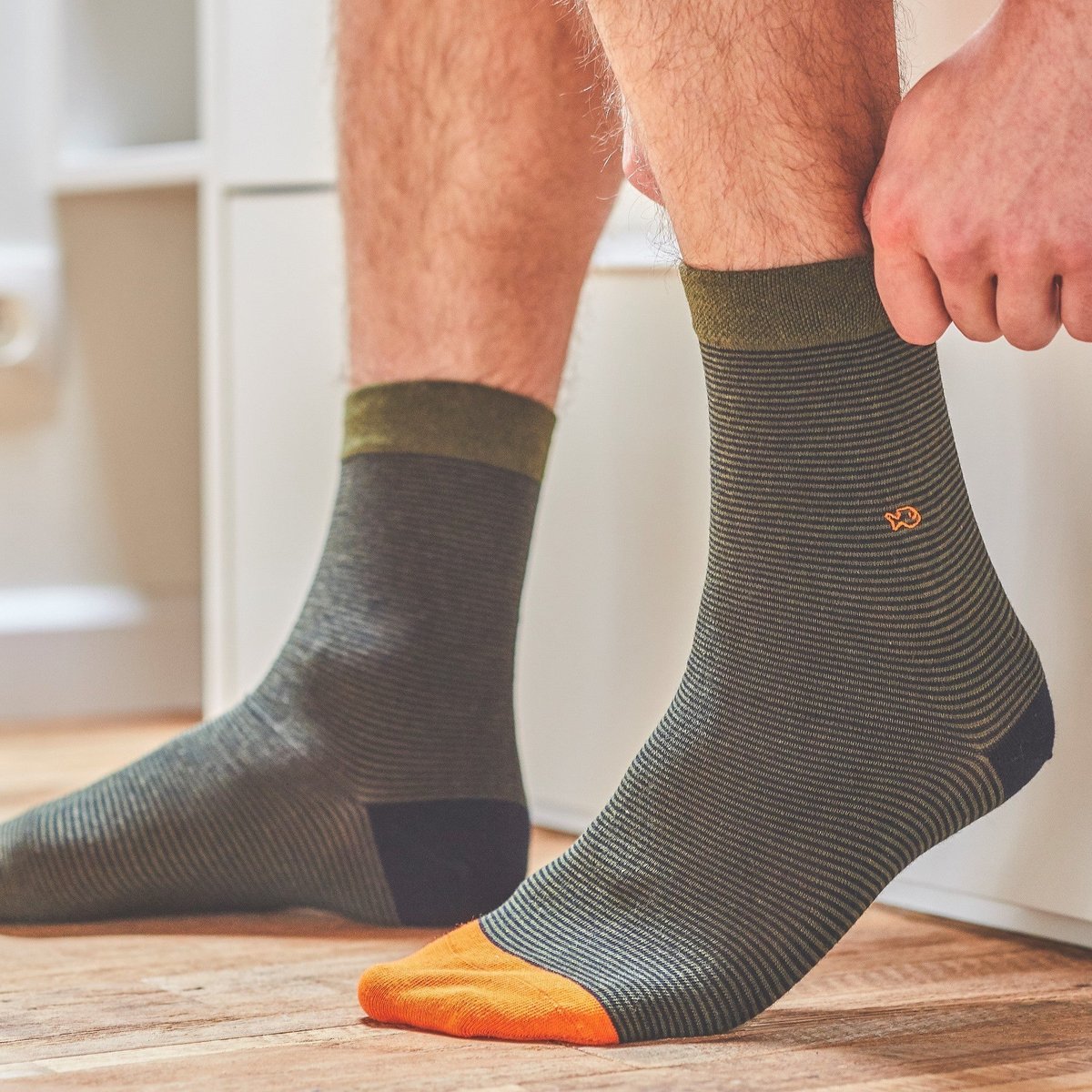 Chaussettes en coton peigné RAYEES kaki, BILLYBELT
