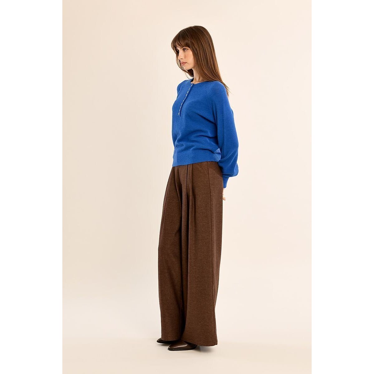 Pull manches longues col boutonné bleu, MOLLY BRACKEN