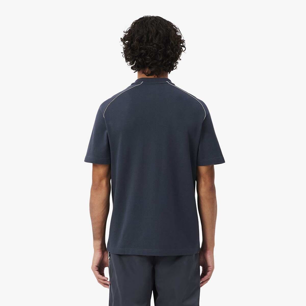 T-shirt classic fit en piqué avec liseré contrastant graphite, LACOSTE