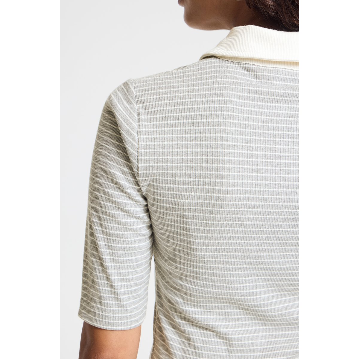 T-shirt gris high-rise w. cloud dancer, ICHI