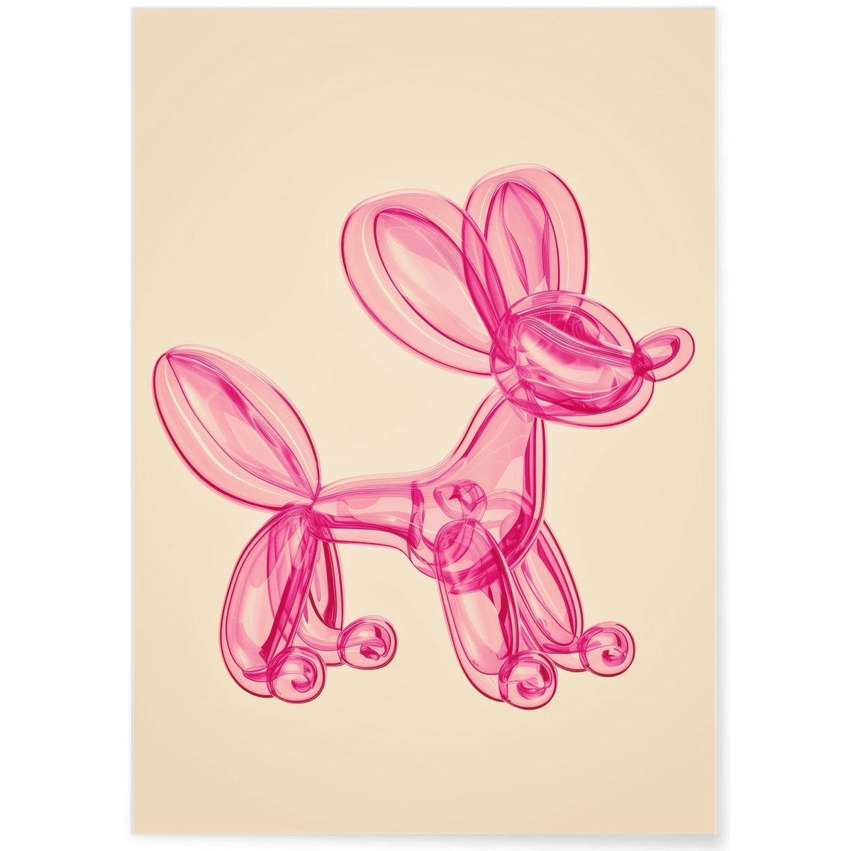 Affiche Ballon Chien Rose blanc, L'AFFICHERIE