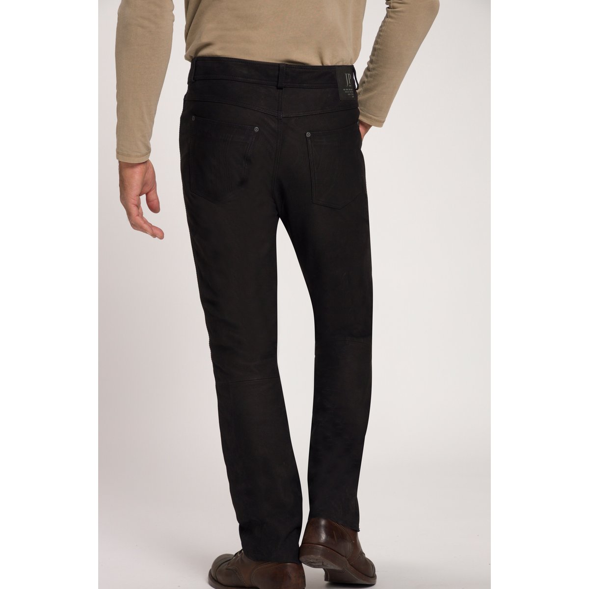 Pantalon regular Fit 5 poches en cuir de noir, JP1880