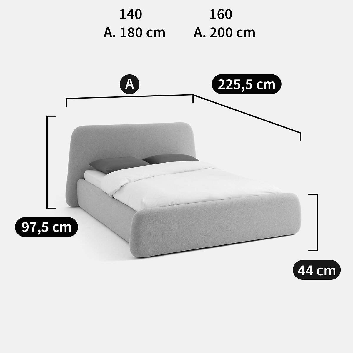 Lit coffre avec sommier relevable, tissu texturé, STEEN beige, LA REDOUTE INTERIEURS