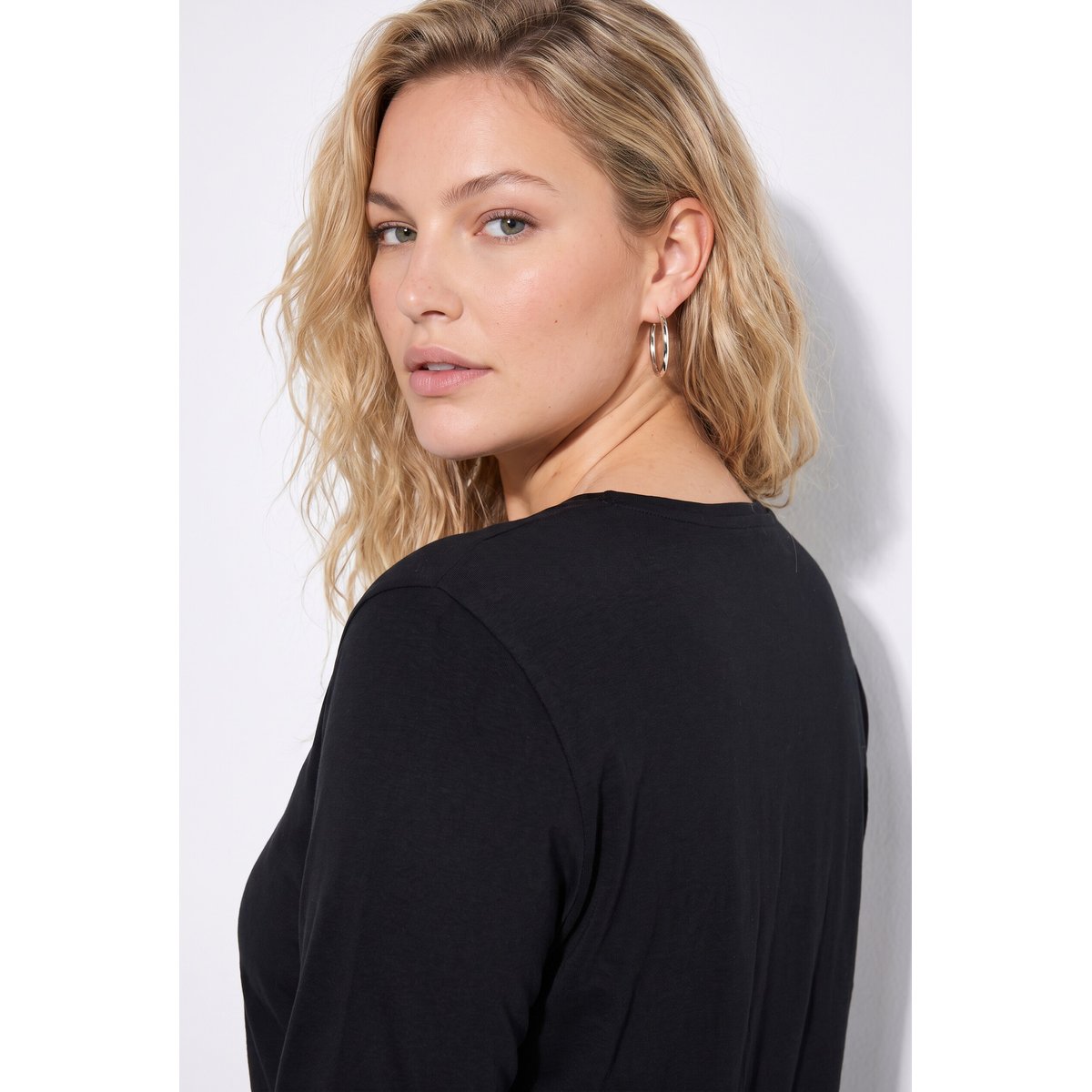 T-shirt, coupe classique, col rond noir, ULLA POPKEN