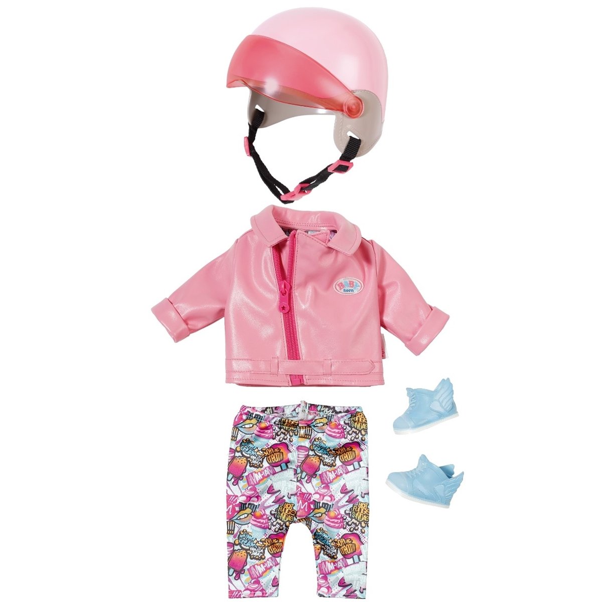 Vétements bébé et casque scooter Deluxe rose, ZAPF CREATION
