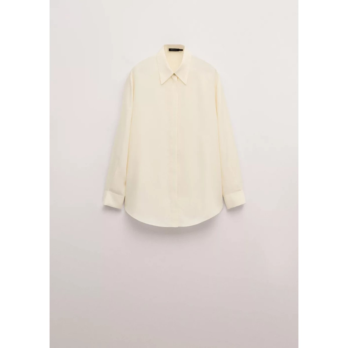 Chemise 100 % soie boutons dissimulés jaune pastel, MANGO