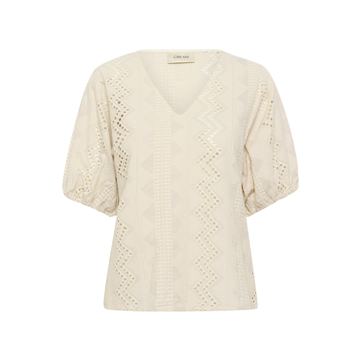 Blouse with short sleeve beige perfectly pale, CREAM