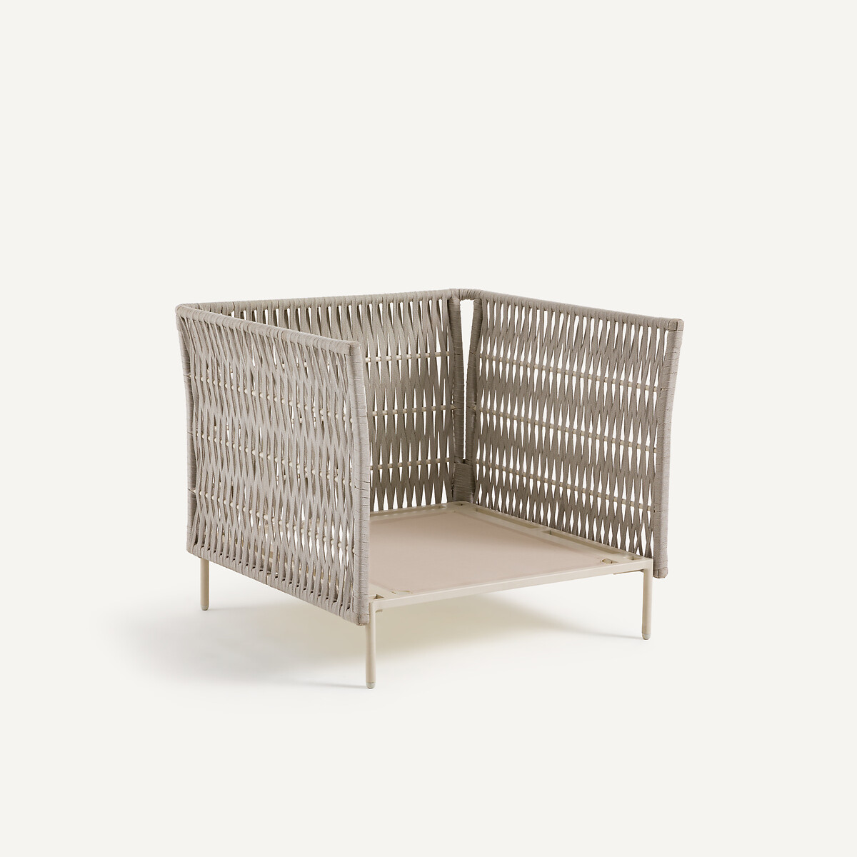 Fauteuil de jardin en sangles tressées, LEANDRA naturel/blanc, AM.PM