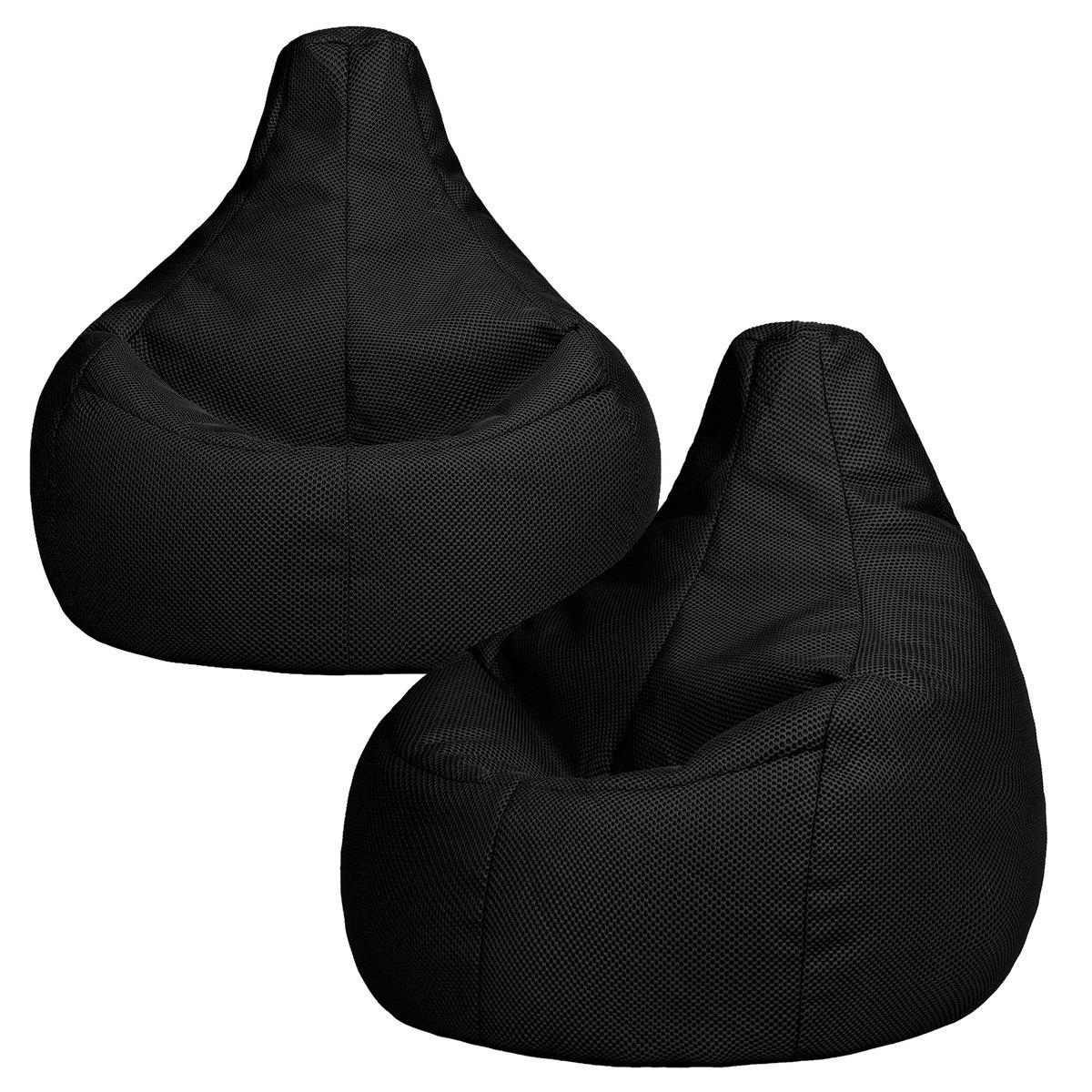 Lot de 2 poufs fauteuils gaming à dossier haut en mesh tech Oeko-Tex® - DALTON noir, ICON