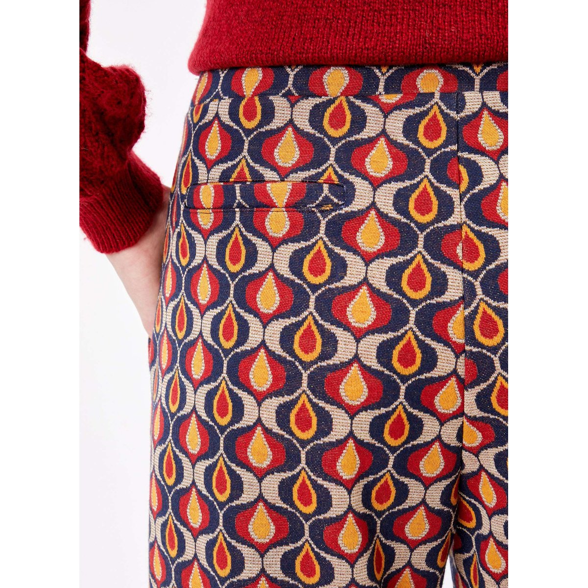 Pantalon large en maille imprimée PALMERO bordeaux, PRINCESSE NOMADE