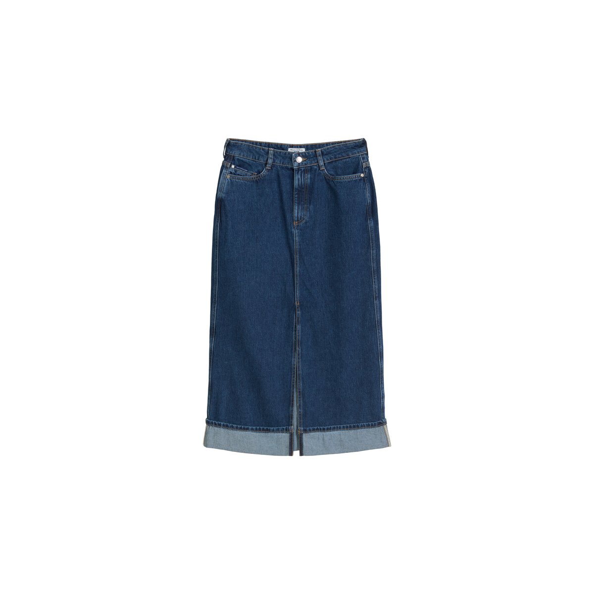 Maxi-jupe en jean regular en denim rigide sans élasthanne bleu foncé, MARC O’POLO DENIM