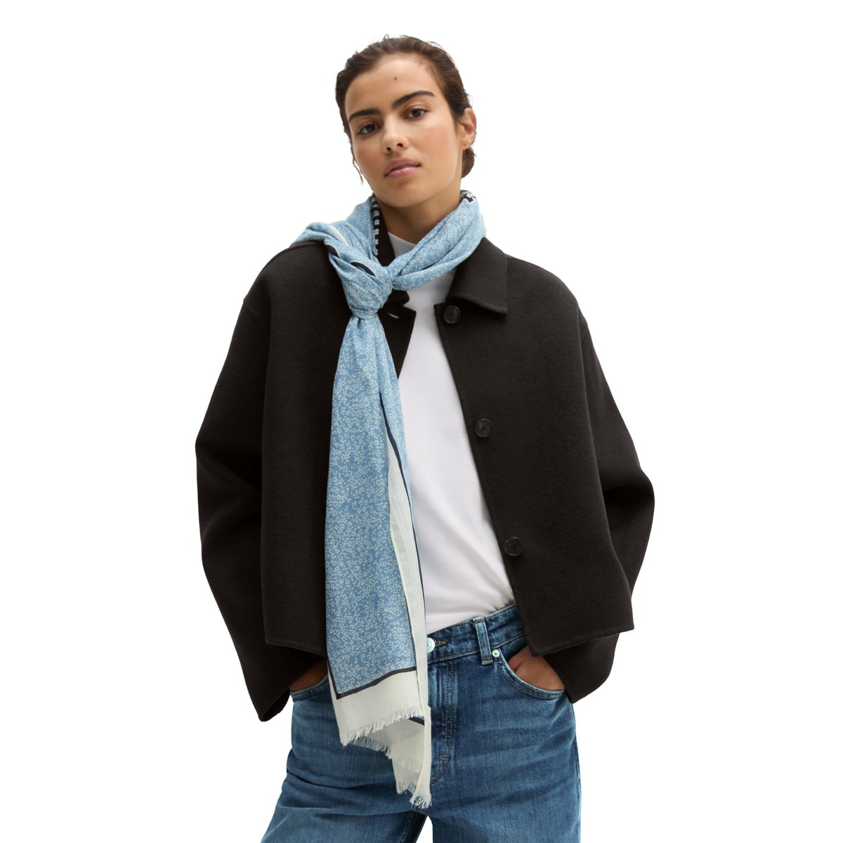 Écharpe à imprimé intégral avec du TENCEL™ Modal bleu moyen, MARC O'POLO