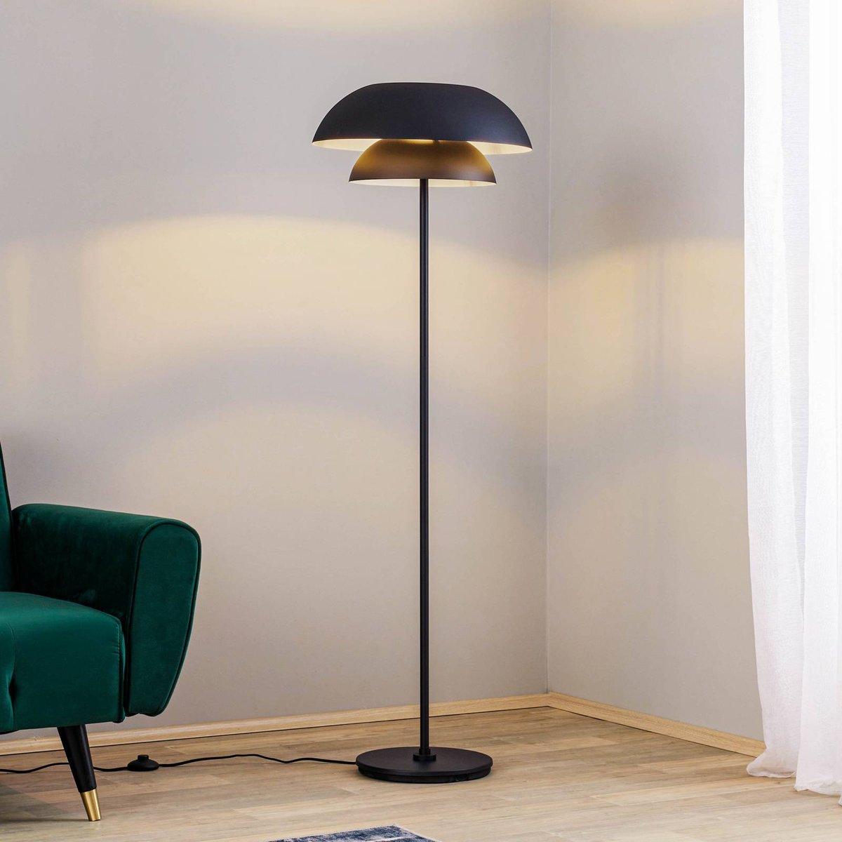 Lampadaire en métal design, Kellina noir, LUCANDE